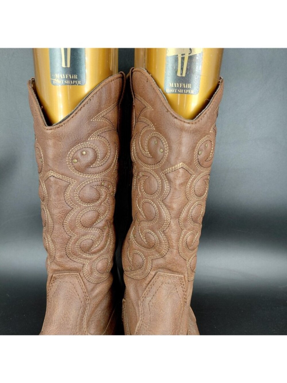 Cat & Jack Boots Girls Size 6 Brown Western Cowboy Studded Zip Mid Calf - Picture 6 of 13
